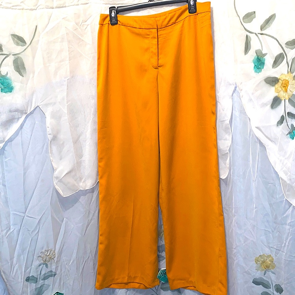 METROSTYLE GOLD TONE POLYESTER PANTS SZ 12